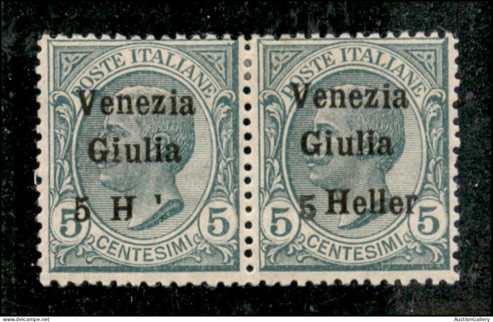 Occupazioni I Guerra Mondiale - Venezia Giulia - 1919 - Coppia Del 5 Heller Su 5 Cent (30ed + Er) Con Soprastampa Parzia - Sonstige & Ohne Zuordnung