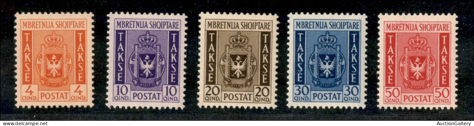 Occupazioni II Guerra Mondiale - Albania - 1940 - Stemma (1/5) - Serie Completa - Gomma Originale (500) - Autres & Non Classés