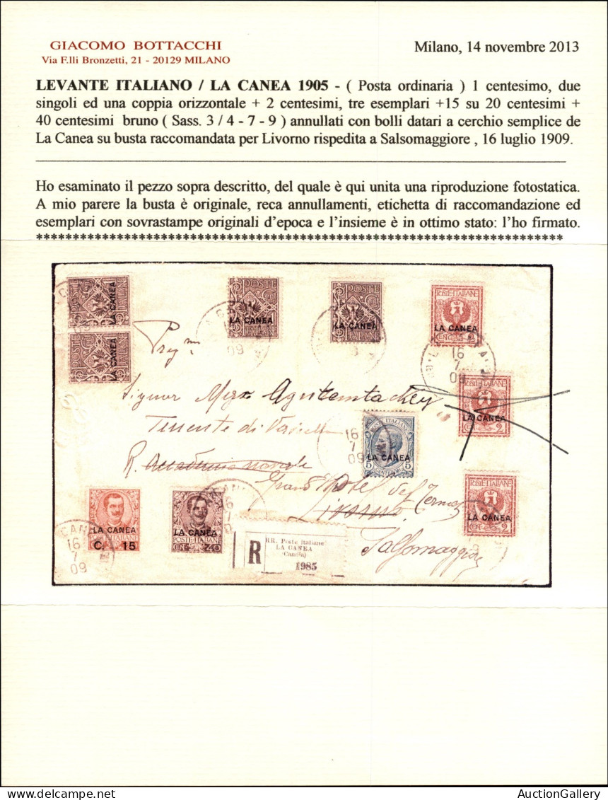 Uffici Postali All'Estero - Levante - La Canea - Prima Tiratura - Quattro 1 Cent (3a) + Tre 2 Cent (4a) + 5 Cent (5) + 1 - Andere & Zonder Classificatie