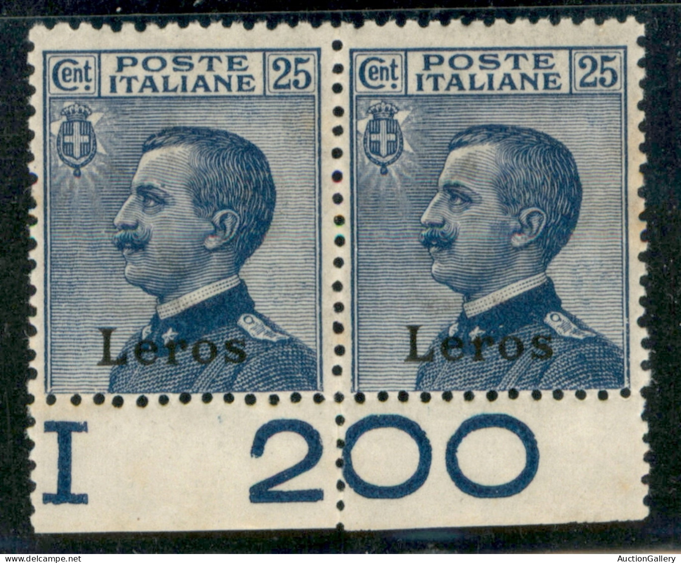 Colonie - Egeo - Lero - 1912 - 25 Cent Michetti (5) - Coppia Bordo Foglio - Gomma Integra - Andere & Zonder Classificatie