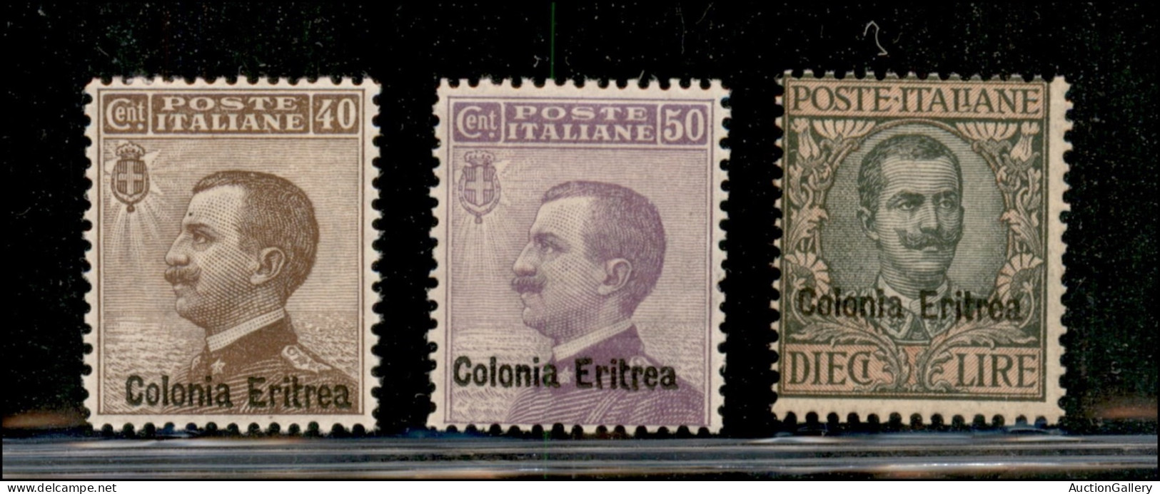 Colonie - Eritrea - 1916 - Soprastampati (38/40) - Serie Completa - Gomma Originale Con Traccia Di Linguella - Other & Unclassified