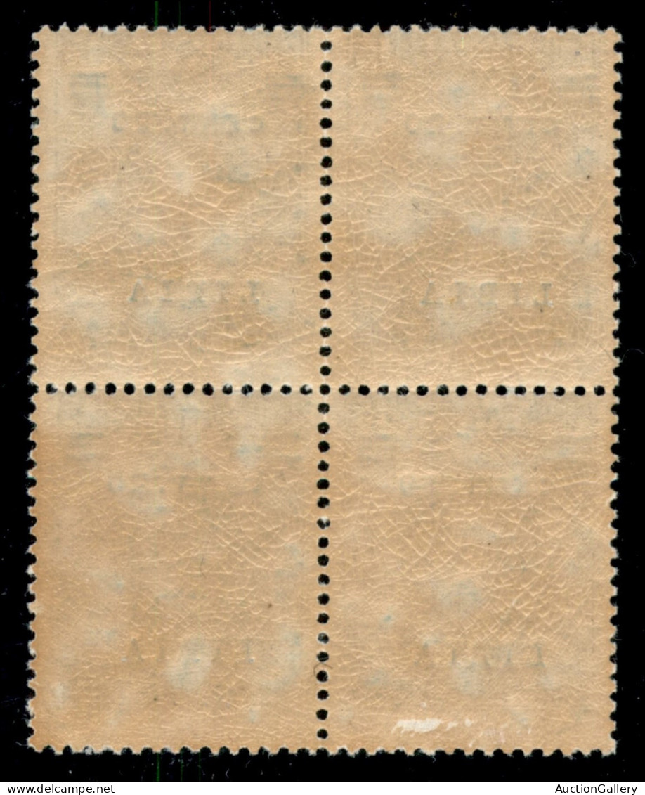 Colonie - Libia - 1916 - 20 Cent Su 15 Michetti (17/Ia) - Quartina Con Soprastampa Sposta In Basso - Gomma Integra (3600 - Other & Unclassified