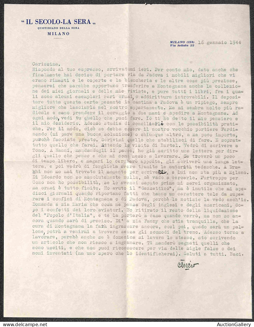 RSI - RSI - Pertile Fidenzio - Cencio - 1943/1944 - Sei Corrispondenze Espresso Del Periodo Da Milano Per Padova/Montagn - Andere & Zonder Classificatie