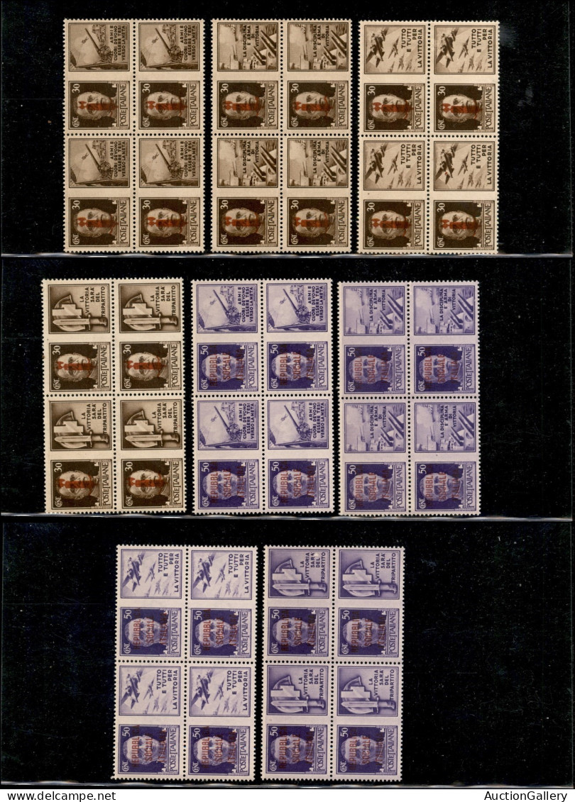 RSI - Provvisori - 1944 - Soprastampa Rosso Bruna (29D/36D) - 8 Valori In Quartine - Gomma Integra - Cert. Raybaudi - Otros & Sin Clasificación