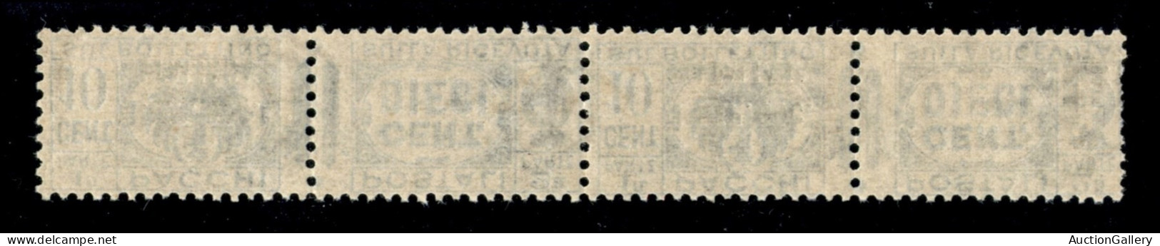 RSI - Definitivi - 1944 - 10 Cent Pacchi Postali (37+37a) -coppia Orizzontale - Pezzo Di Destra Con Soprastampa Di 36 Mm - Sonstige & Ohne Zuordnung