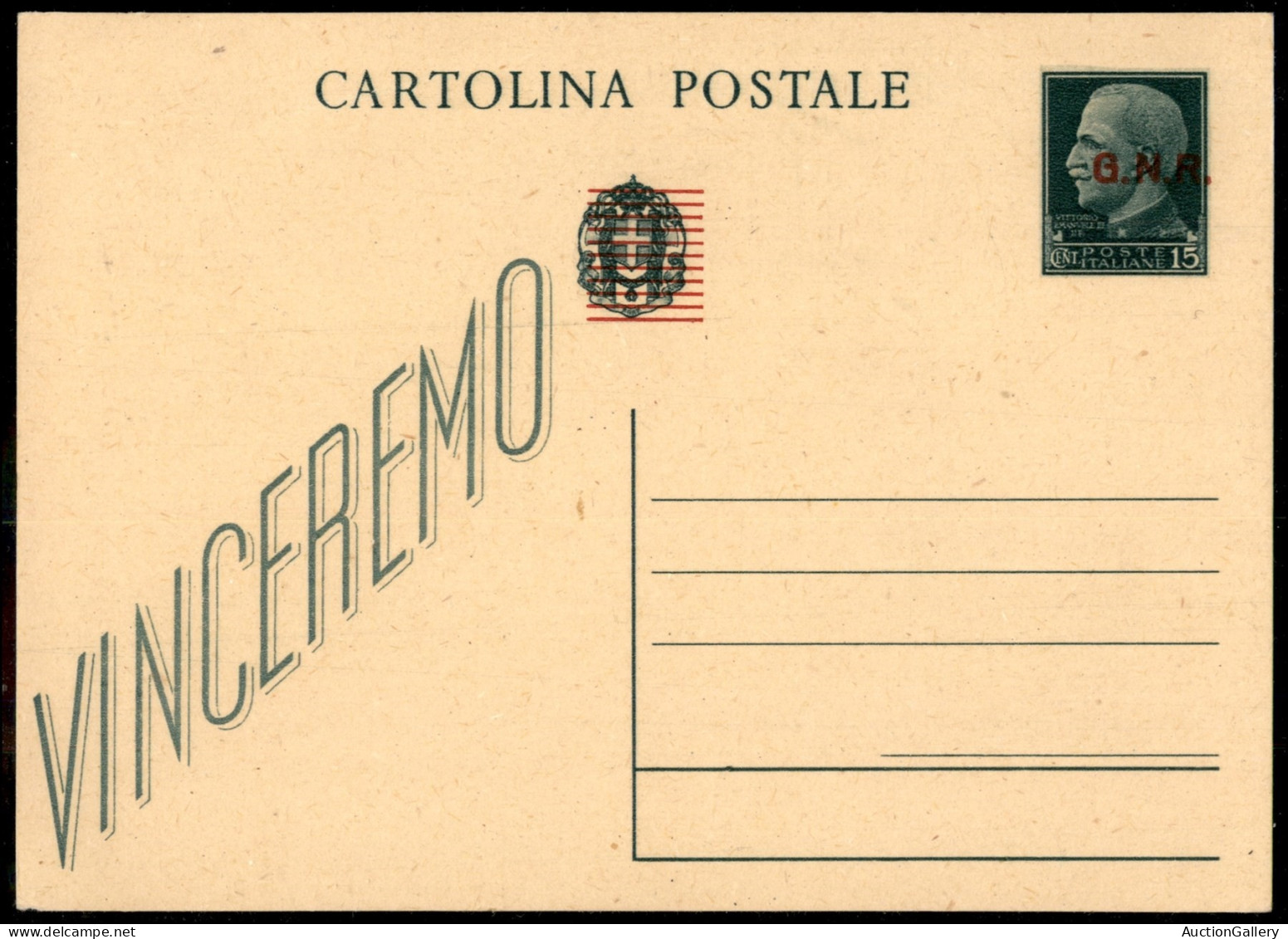 RSI - Definitivi - Cartolina Postale Da 15 Cent (C101 - GNR Brescia) Con Punti Tondi Dopo Le Lettere E Punto Grosso Dopo - Otros & Sin Clasificación