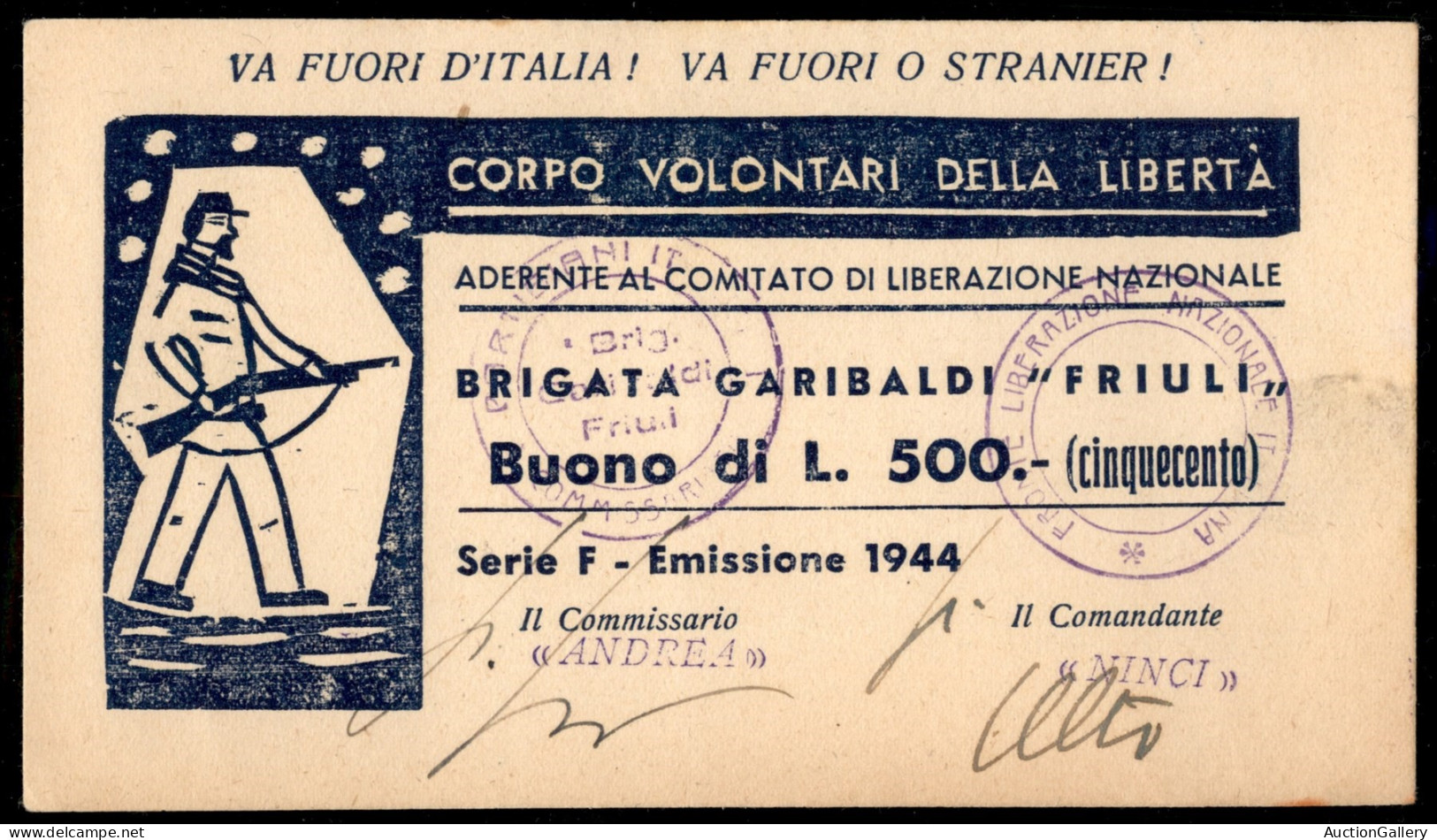 C.L.N. - C.L.N. - 1945 - Comitato di Liberazione Nazionale - insieme di 6 documenti (raccomandate ricevute e buste) del 