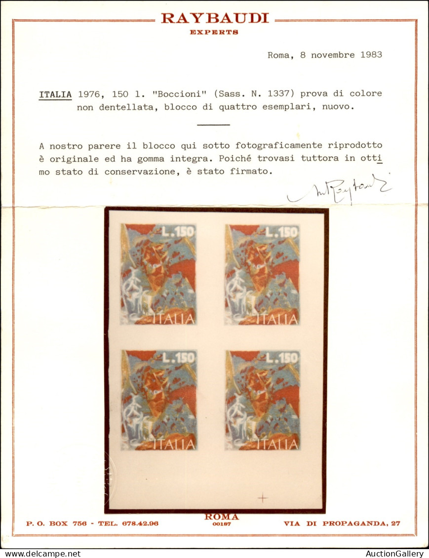 Repubblica - Repubblica - 1976 - Quartina Del 150 Lire Boccioni (1337 Varietà) Senza Stampa Del Nero - Non Dentellato (a - Otros & Sin Clasificación