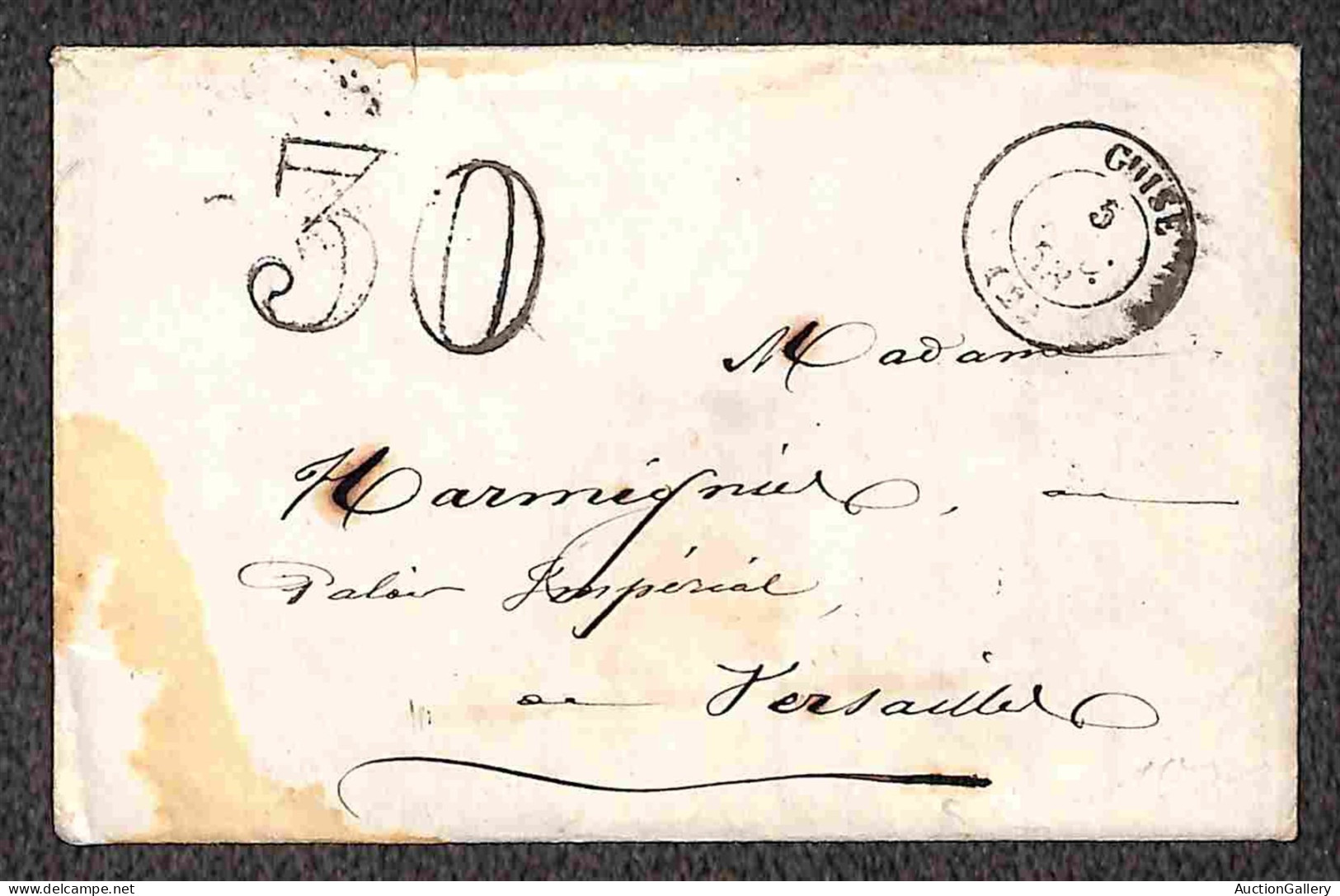 EUROPA - FRANCIA - 1858/1860 - Due Bustine + Una Lettera Per Versailles Non Affrancate E Tassate - Andere & Zonder Classificatie