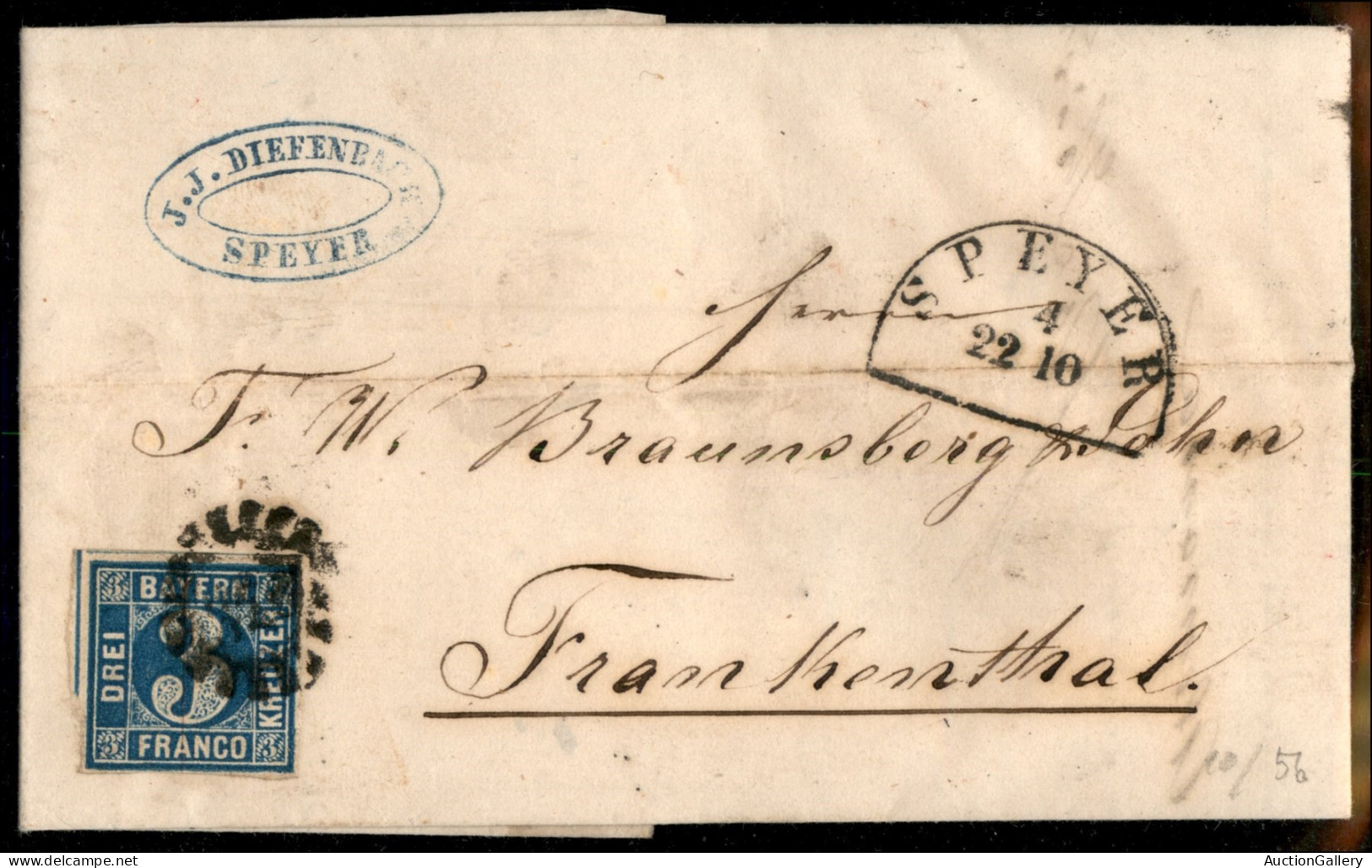 EUROPA - GERMANIA - 1856/1860 - Insieme Di 6 Lettere Affrancate Con 3 Kreuzer Cifra (2 Cinque + 10 Uno) - Da Esaminare - Altri & Non Classificati