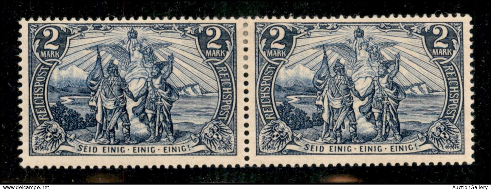 EUROPA - GERMANIA - 1900 - Coppia Del 2 Marchi (64/II) - Gomma Originale - Cert. Eichele - Sonstige & Ohne Zuordnung