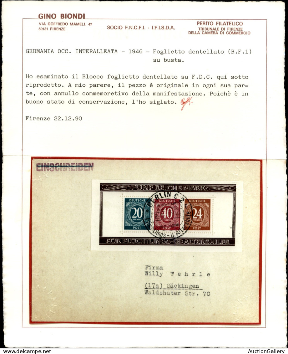 EUROPA - GERMANIA - Foglietti Mostra Filatelica (Block 12A+12B) Su Due Buste - Berlino 15.12.46 - Cert Biondi (600) - Sonstige & Ohne Zuordnung