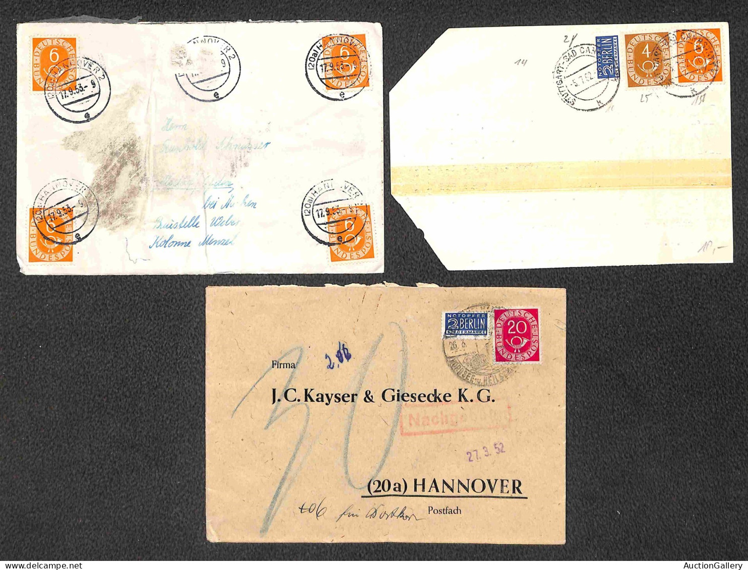 EUROPA - GERMANIA - 1952/1954 - Corno Di Posta - Insieme Di 17 Oggetti Postali Con Diverse Affrancature Dell'emissione - - Sonstige & Ohne Zuordnung