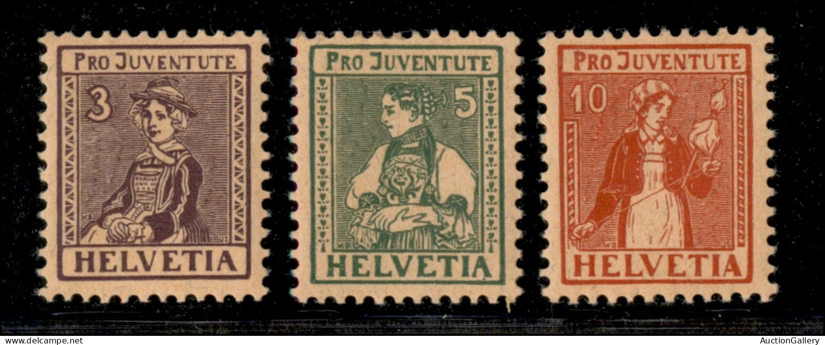 EUROPA - SVIZZERA - 1917 - Pro Juventute (133/135) - Serie Completa - Gomma Integra - Andere & Zonder Classificatie
