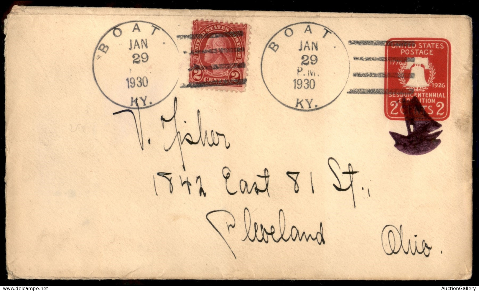 OLTREMARE - STATI UNITI D'AMERICA - Boat KY (29 Gennaio 1930) - Busta Postale Con Complementare Gemello Per Cleveland - Altri & Non Classificati