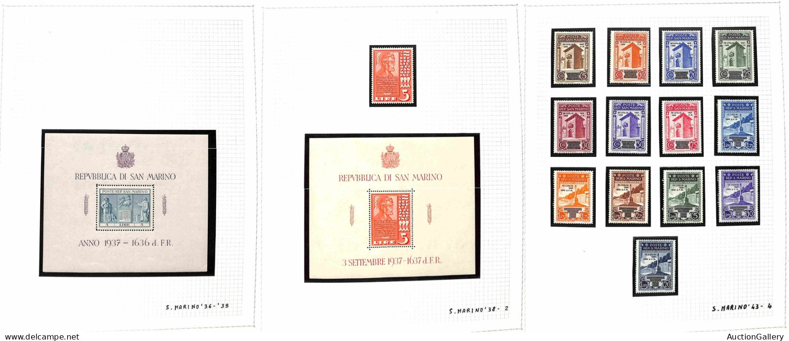 Lotti E Collezioni - Area Italiana - SAN MARINO - 1905/1964 - Inizio Di Collezione Di Valori Nuovi Del Periodo In 3 Clas - Andere & Zonder Classificatie