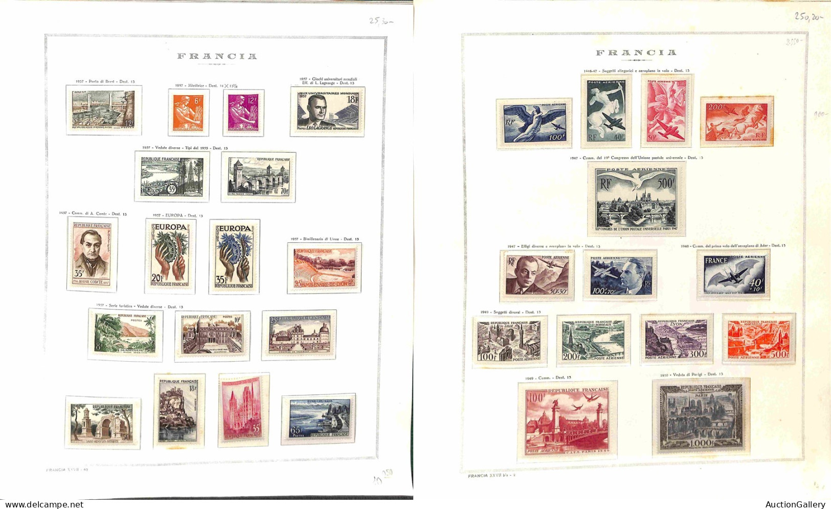 Lotti e Collezioni - Europa e Oltremare - FRANCIA - 1914/1961 - Collezione di valori e serie complete del periodo montat