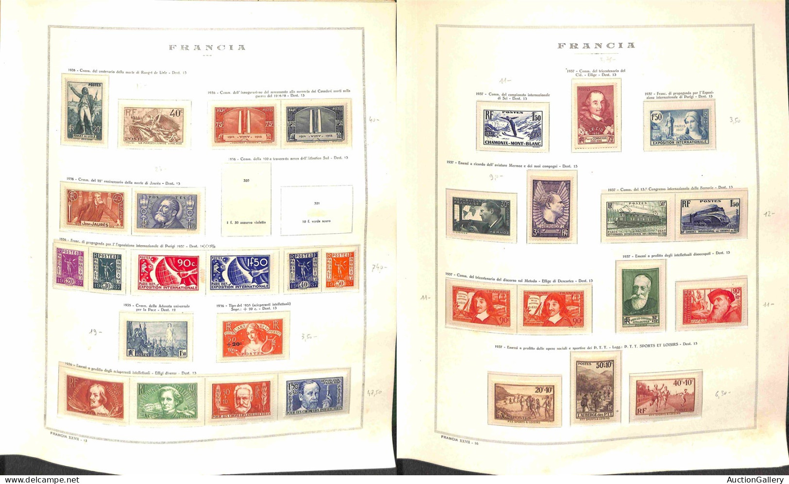 Lotti e Collezioni - Europa e Oltremare - FRANCIA - 1914/1961 - Collezione di valori e serie complete del periodo montat