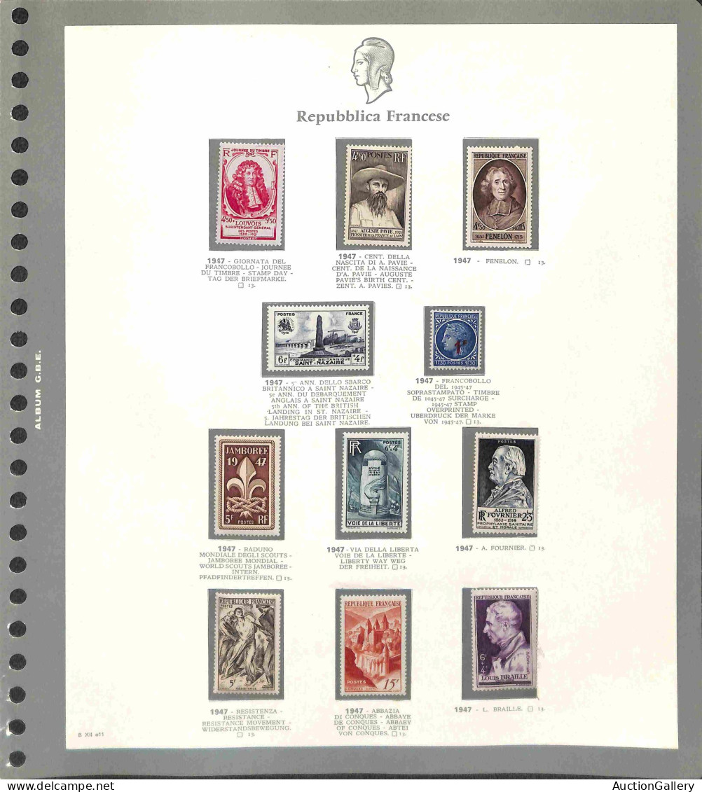 Lotti e Collezioni - Europa e Oltremare - FRANCIA - 1945/1959 - Collezione completa di valori posta ordinaria + aerea de