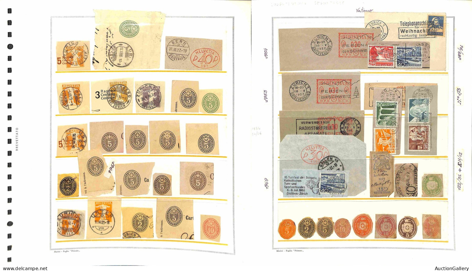 Lotti e Collezioni - Europa e Oltremare - SVIZZERA - 1900/1960 - Collezione di centinaia di valori usati e frammenti del