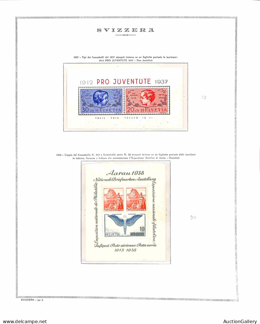Lotti E Collezioni - Europa E Oltremare - SVIZZERA . 1936/1974 - Collezione Di 18 Foglietti Del Periodo Montati In Fogli - Sonstige & Ohne Zuordnung