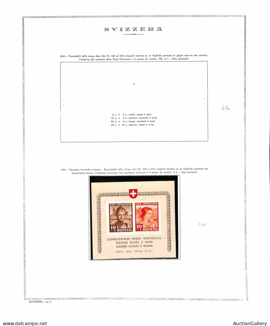Lotti E Collezioni - Europa E Oltremare - SVIZZERA . 1936/1974 - Collezione Di 18 Foglietti Del Periodo Montati In Fogli - Andere & Zonder Classificatie