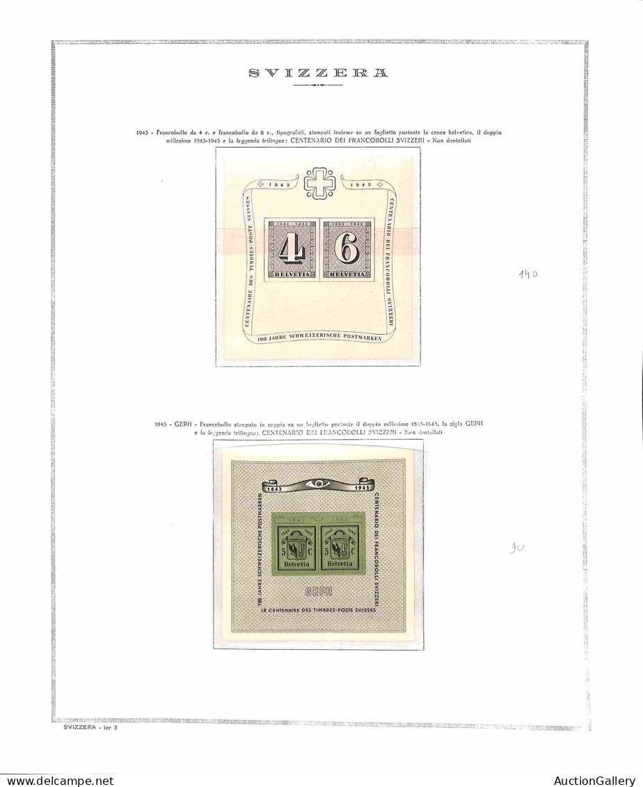 Lotti e Collezioni - Europa e Oltremare - SVIZZERA . 1936/1974 - Collezione di 18 foglietti del periodo montati in fogli