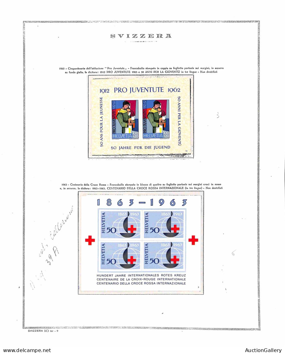 Lotti e Collezioni - Europa e Oltremare - SVIZZERA . 1936/1974 - Collezione di 18 foglietti del periodo montati in fogli