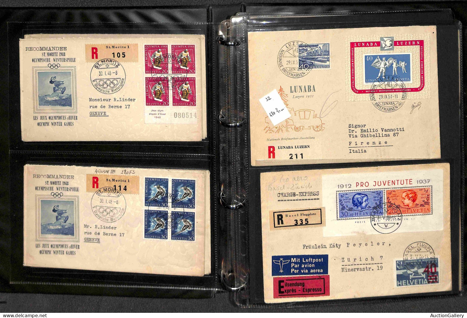 Lotti E Collezioni - Europa E Oltremare - SVIZZERA - 1937/1990 - Collezione Di 53 Buste Del Periodo Affrancate Con Fogli - Sonstige & Ohne Zuordnung