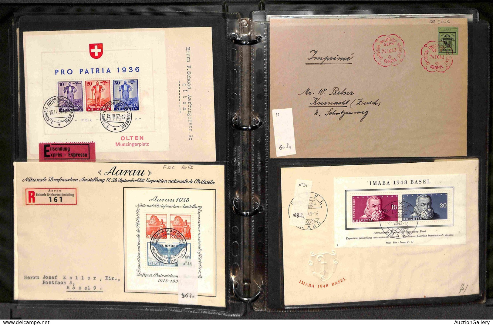 Lotti E Collezioni - Europa E Oltremare - SVIZZERA - 1937/1990 - Collezione Di 53 Buste Del Periodo Affrancate Con Fogli - Other & Unclassified