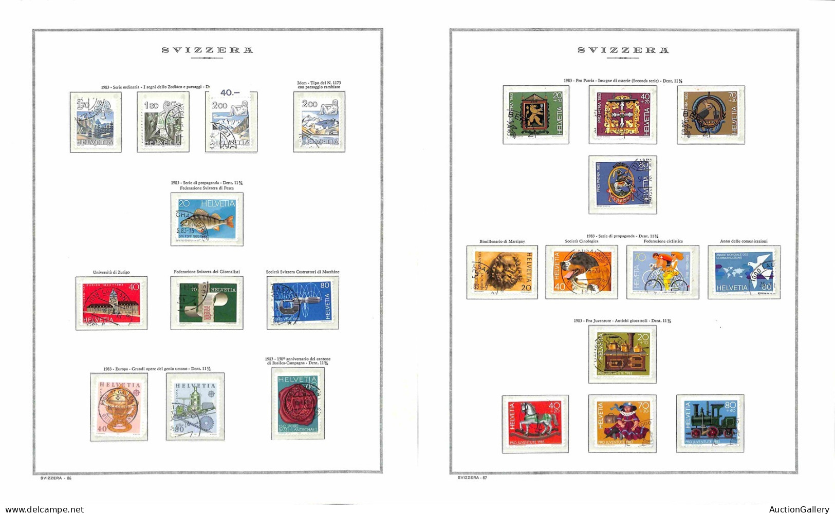 Lotti e Collezioni - Europa e Oltremare - SVIZZERA - 1982/1997 - Collezione di valori e serie complete di posta ordinari