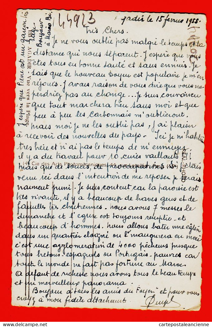 16004 / A LIRE Absolument AGADIR 15-02-1955 Nouveau Curé 1ere Impression-Hotel Restaurant CLARIDGE Ex-Excelsior Plage  - Agadir