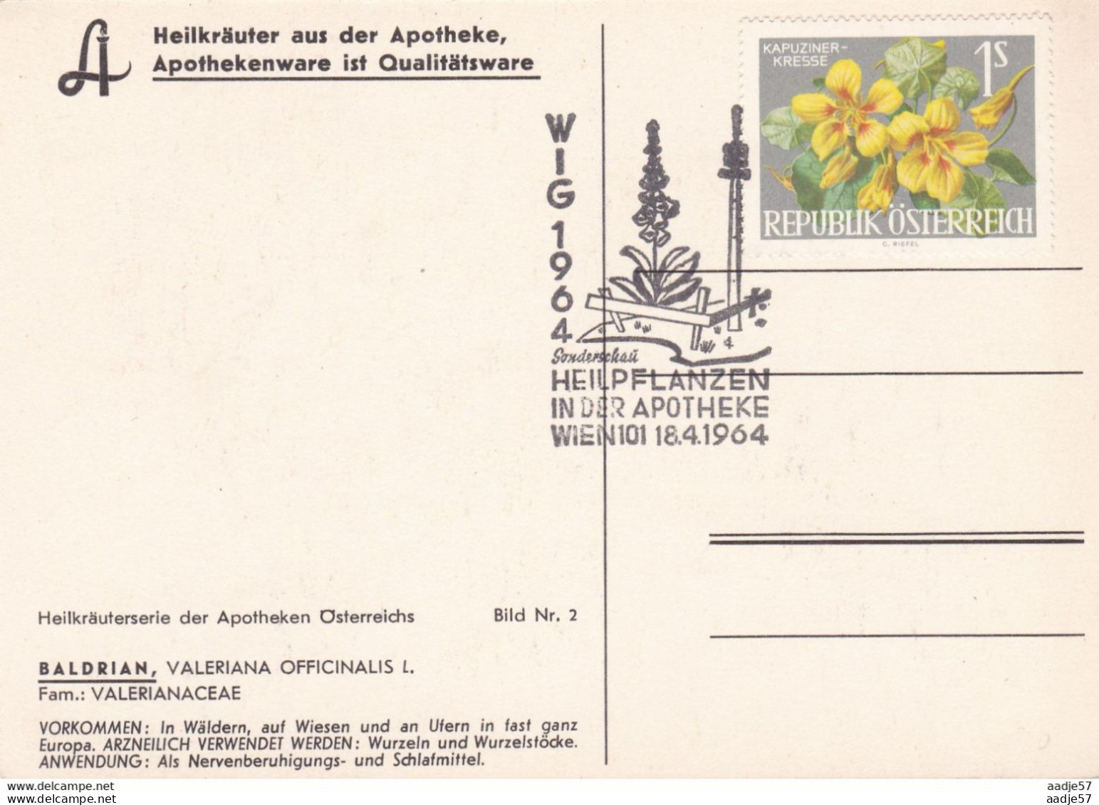 Austria Österreich AUTRICHE 1964 Baldrian Heilpflanzen In Der Apotheke - Altri & Non Classificati