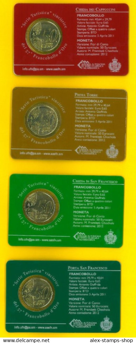 SAN MARINO 2012 STAMP AND COIN CARD N.4 - 2012 FRANCOBOLLI + MONETE - Ongebruikt