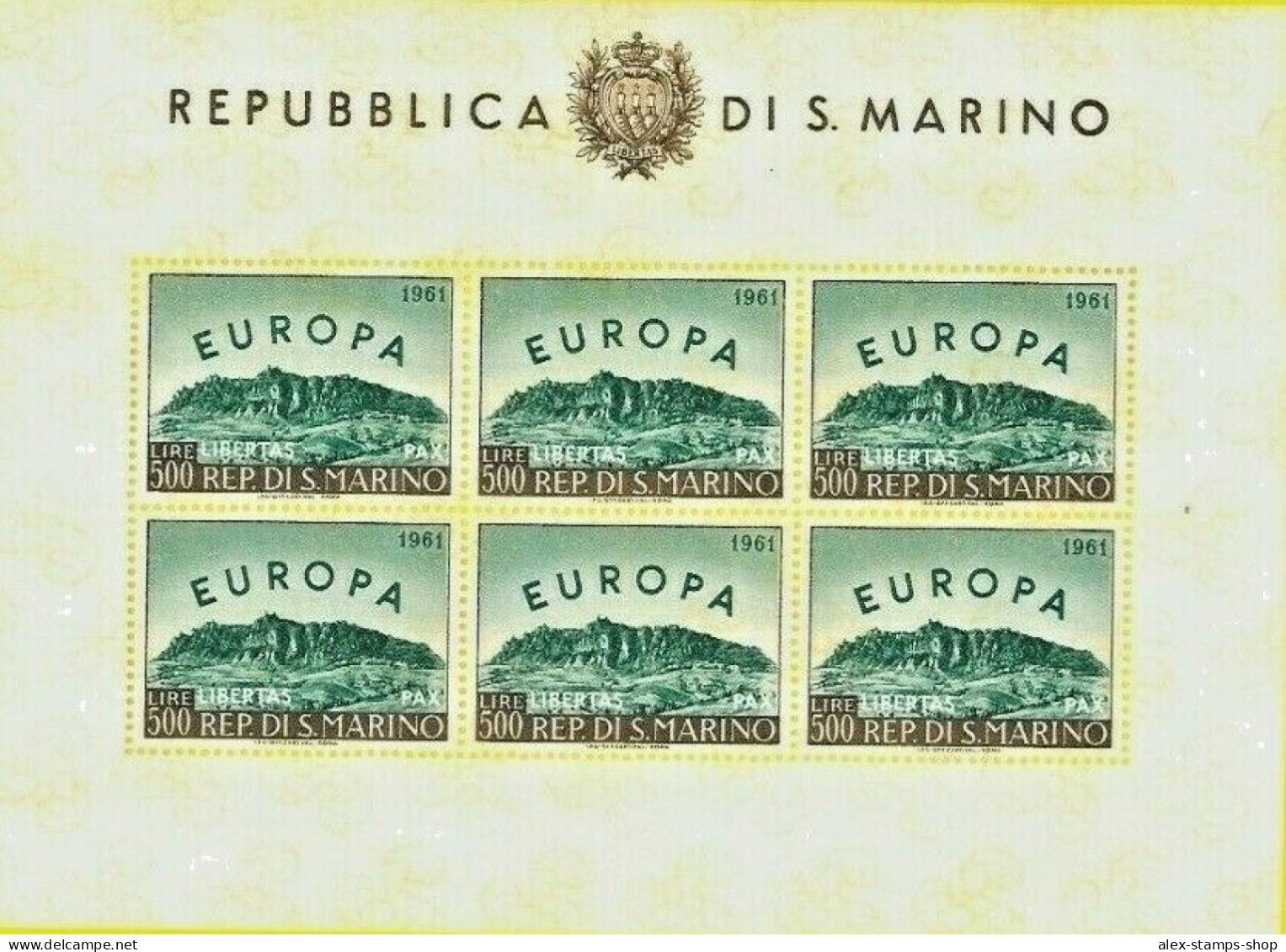 SAN MARINO 1961 SHEET MINIFOGLIO EUROPA - Blocchi & Foglietti