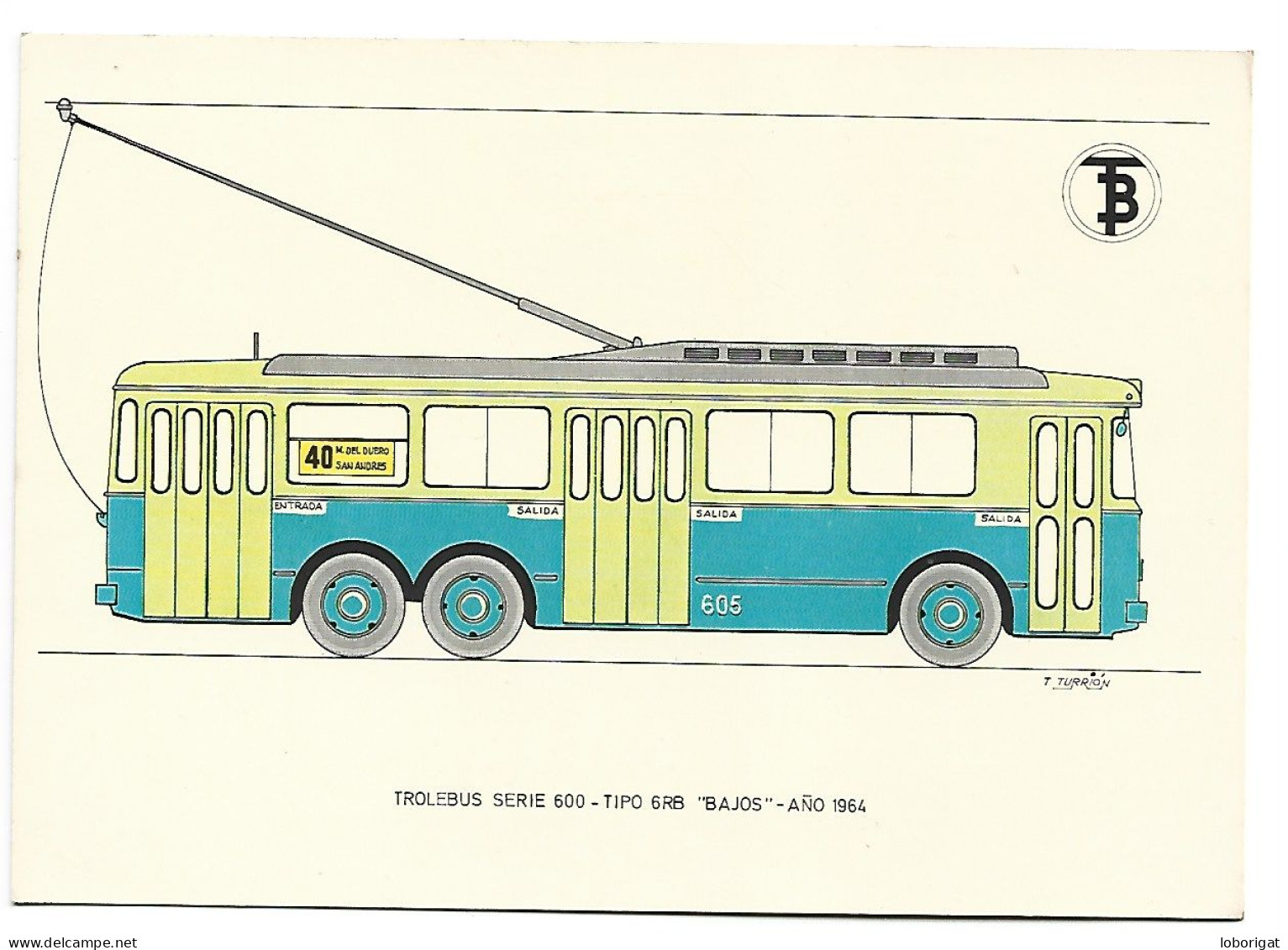 TROLEBUS.- TIPO 5RB " BAJOS ".- SERIE 600.-  AÑO 1964.- BARCELONA - Autobús & Autocar