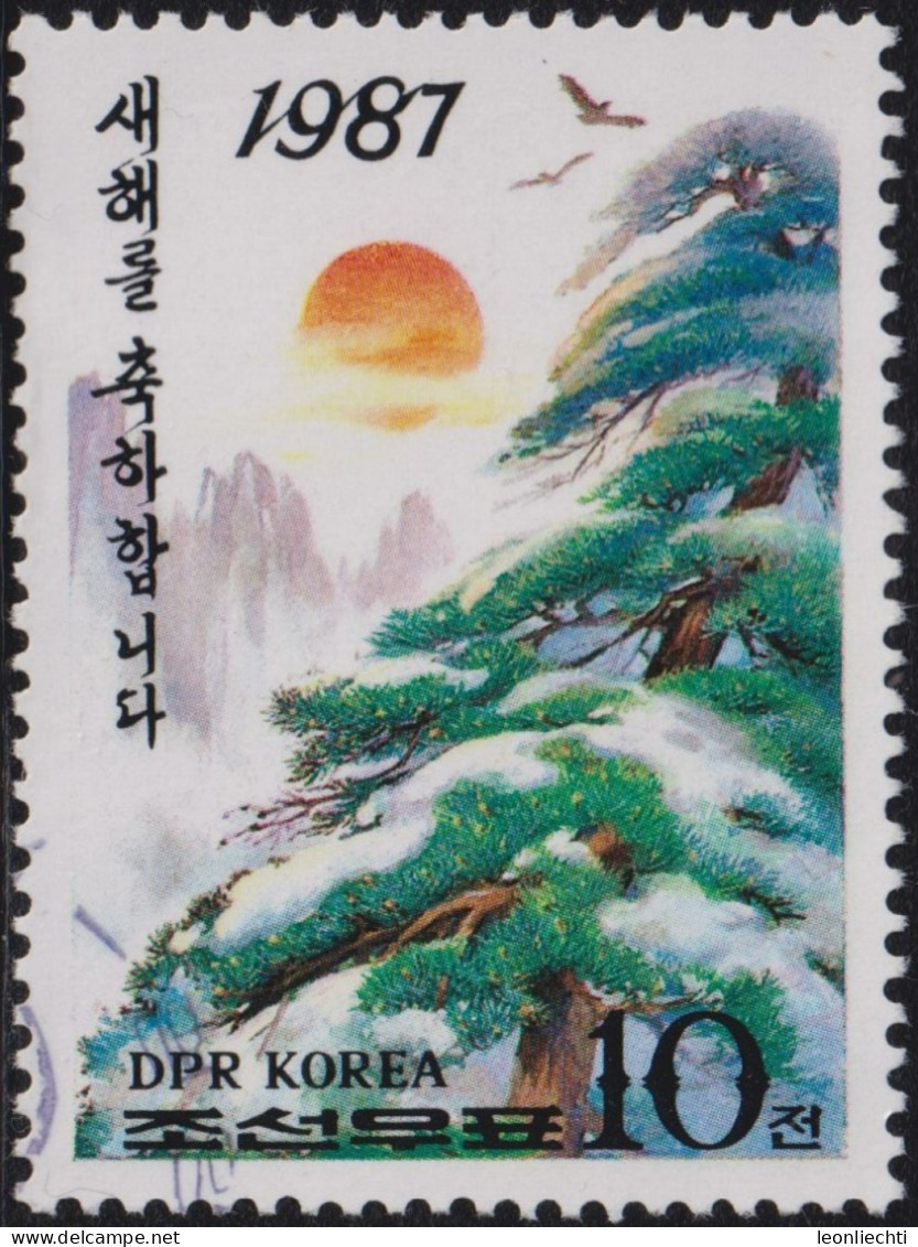 1987 Korea (Nord-) ° Mi:KP 2796, Sn:KP 2617, Yt:KP 1855, Sg:KP 2645, Pine, Weihnachten / Christmas - Korea, North