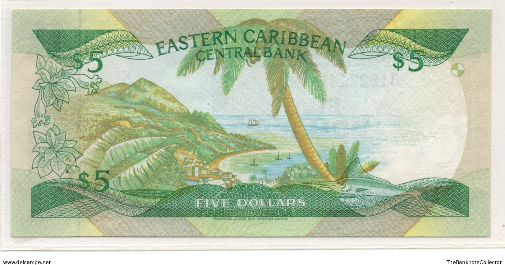 Eastern Caribbean Central Bank 5 Dollars ND 1988-1993 QEII P-22 Grenada Prefix B - Caribes Orientales