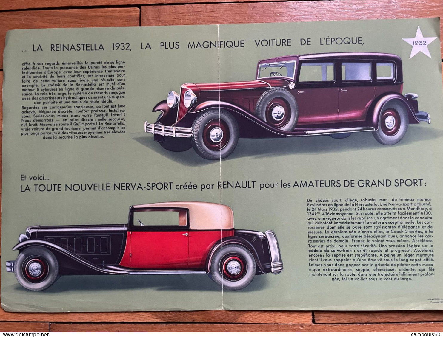 RENAULT REINASTELLA ET NERVA-SPORT CATALOGUE 1932 - Automobili