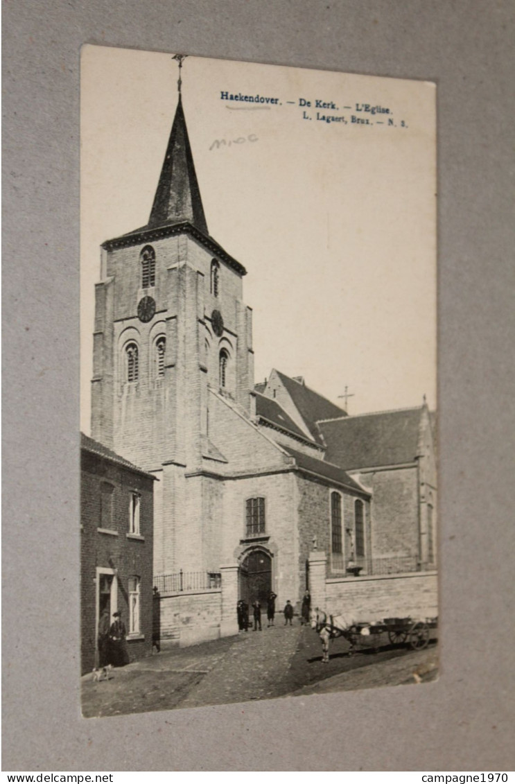 CPA - HAKENDOVER ( TIENEN ) - DE KERK - L'EGLISE ( ATTELAGE CHARIOT ET CHEVAL A DROITE ) - Tienen