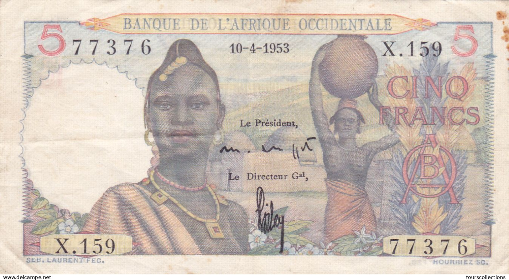 AFRIQUE OCCIDENTALE - Billet De 5 FRANCS Du 10 Avril 1953 - X 159 N° 77376 - États D'Afrique De L'Ouest