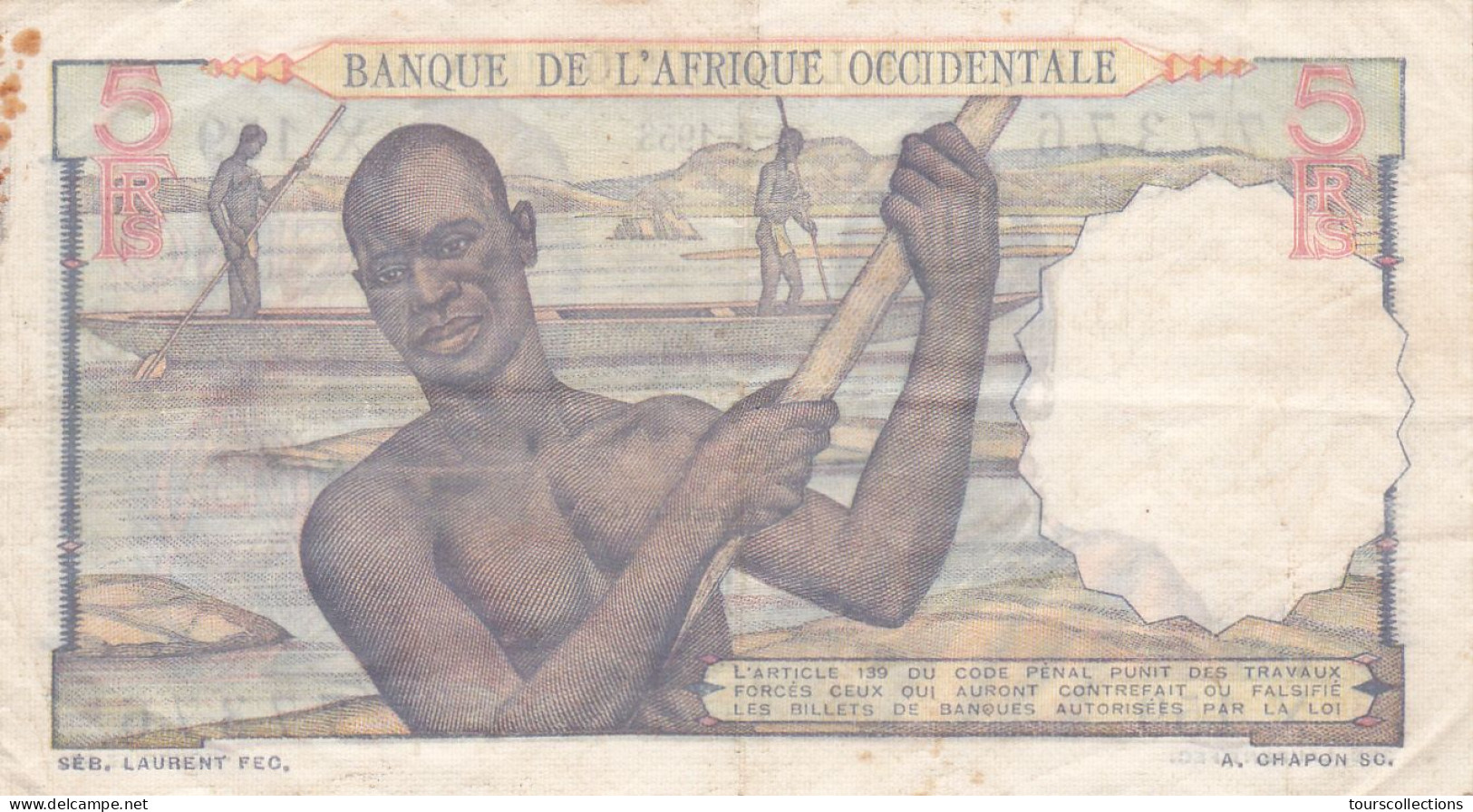 AFRIQUE OCCIDENTALE - Billet De 5 FRANCS Du 10 Avril 1953 - X 159 N° 77376 - Estados De Africa Occidental
