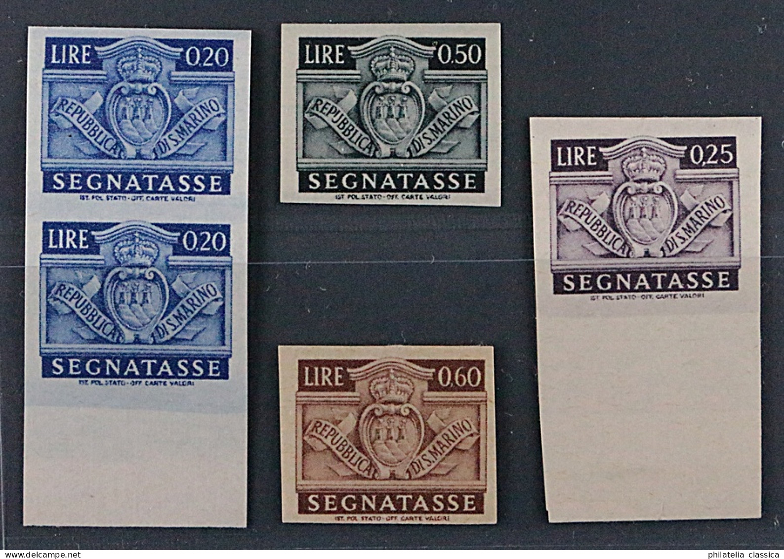 San Marino 68, 69, 72 + 73 U ** 1945, Portomarken UNGEZÄHNT, Postfrisch, 325 € - Postage Due