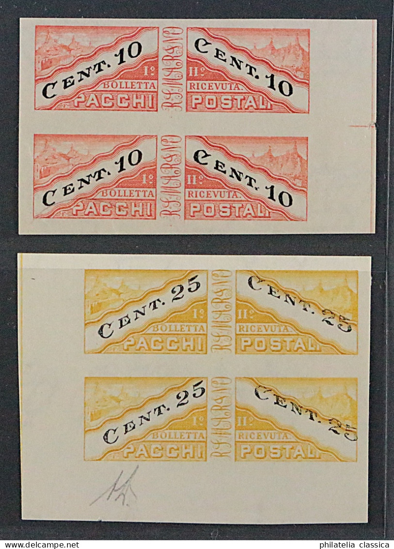 San Marino 17+19 U Paare ** Paketmarken 10+25 C. UNGEZÄHNT, Postfrisch, 330 € - Parcel Post Stamps