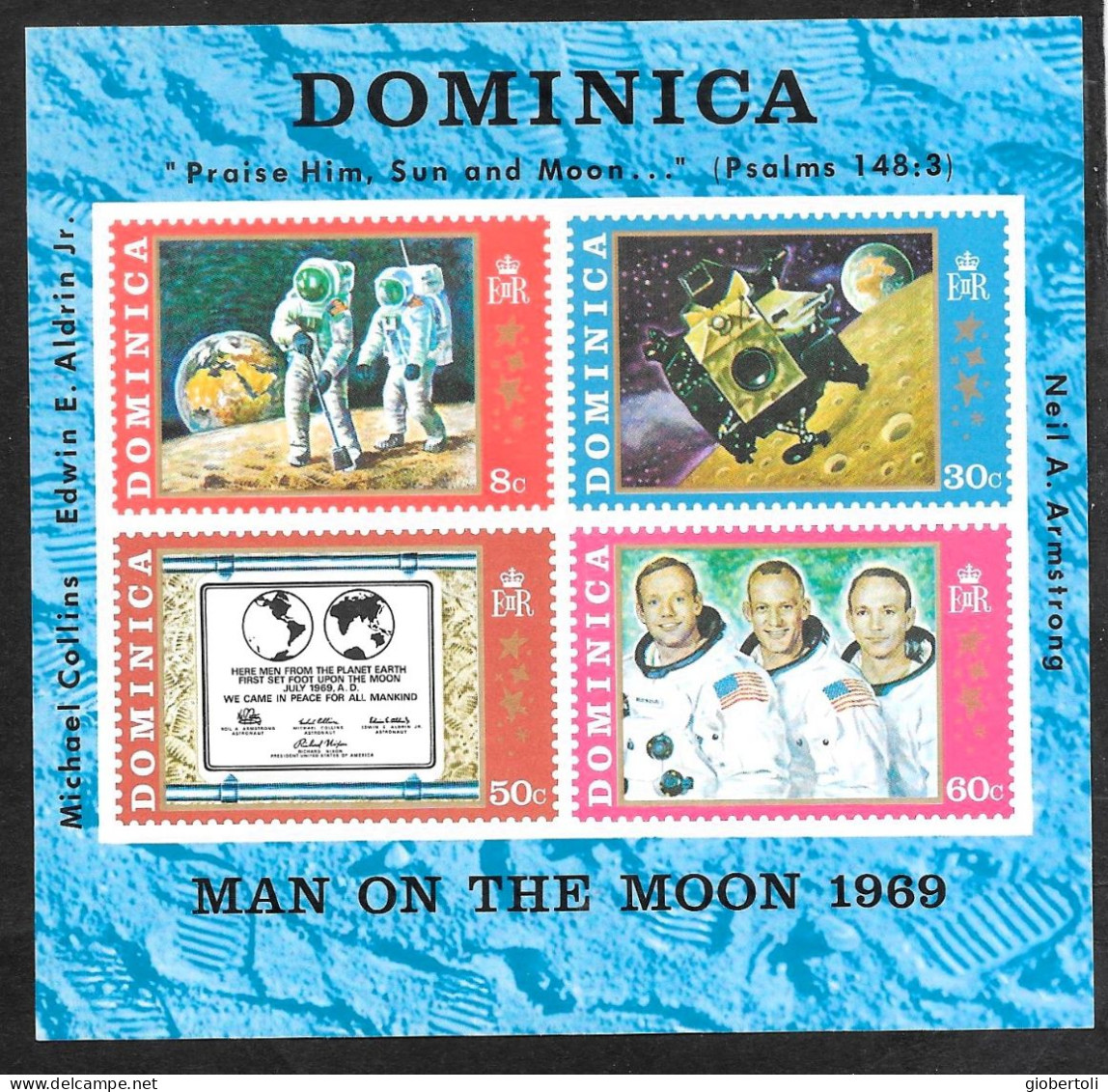 Dominica/Dominique: Primo Uomo Sulla Luna, First Man On The Moon, Premier Homme Sur La Lune - Sonstige & Ohne Zuordnung