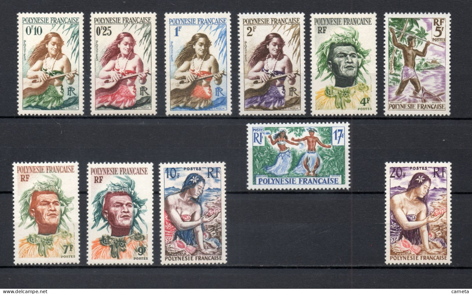 POLYNESIE  N°  1 à 11   NEUFS SANS CHARNIERE COTE  37.00€   FEMME PECHEUR DANSE - Unused Stamps