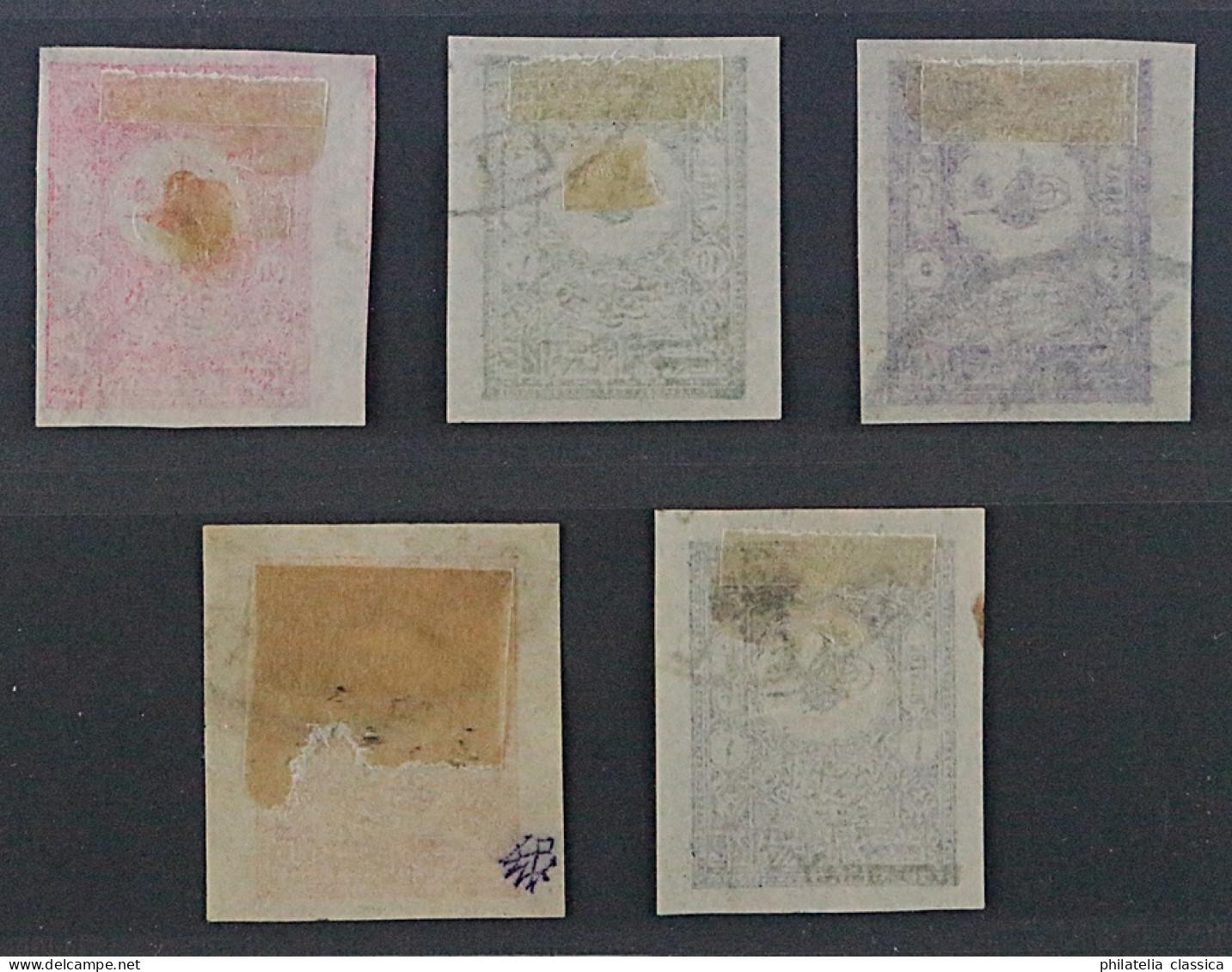 1901, Türkei 86-90 U, Kleiner Kreis 5 Pa.-2 Pia. UNGEZÄHNT, Gestempelt, SELTEN - Used Stamps