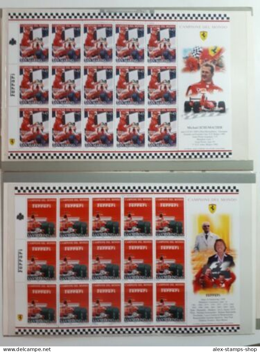 SAN MARINO 2005 6 NEW SHEET FERRARI - SCHUMACHER - LAUDA - FANGIO - ASCARI NEW SHEET - Blocs-feuillets