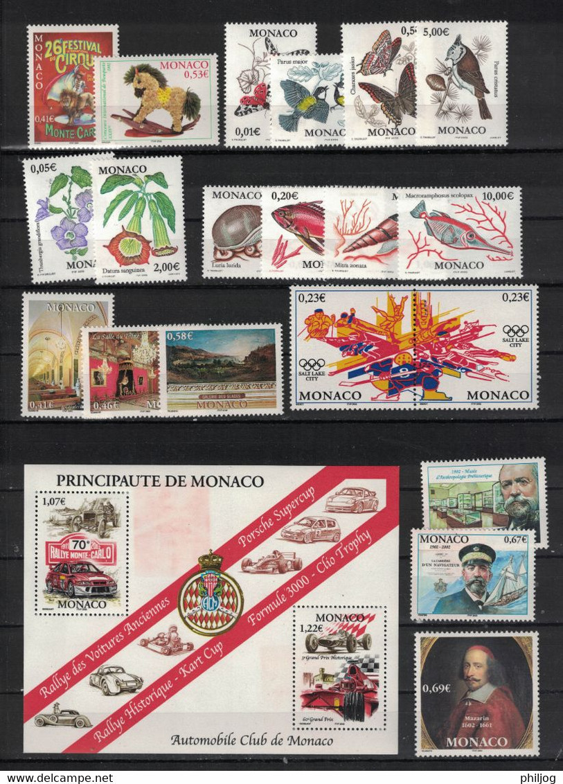 Monaco - Année 2002 Complète - Neuve SANS Charnière - 63 Timbres Du 2319 à 2381 Avec BF 88 - MNH Year 2002 - Komplette Jahrgänge