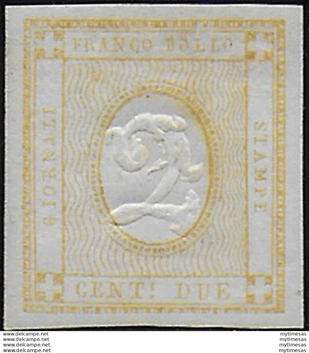 1862 Italia VE II 2c. Giallo Stampati MNH Sassone N. 10c - Otros & Sin Clasificación